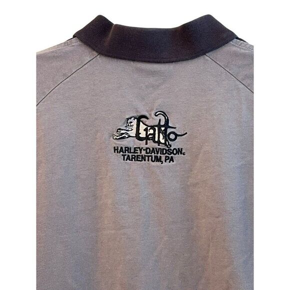 Harley Davidson Mens Medium Gray Polo Golf Shirt Gatto Tarentum Pennsylvania - Picture 5 of 7